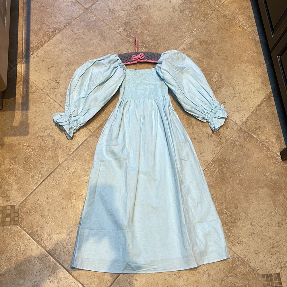 NWT OPT TUCKERNUCK puff sleeve baby light blue Athena dress